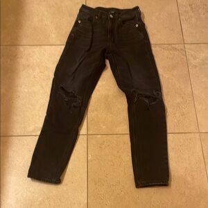 American Eagle Outfitters Women's Black Distressed Skinny Jeans